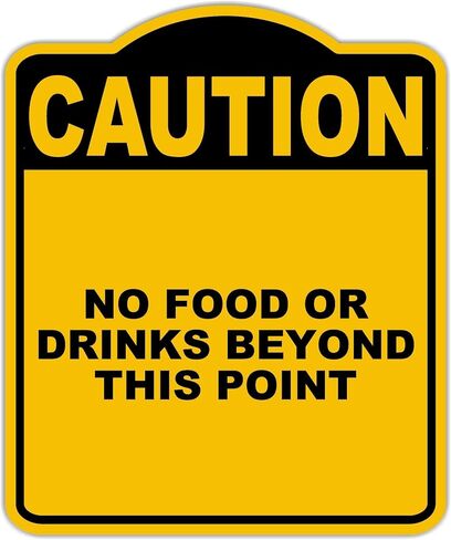 لا يوجد طعام أو مشروبات خارج هذه النقطة تحذير علامة مركب من الألومنيوم الأسود الأصفر 15 × 18 بوصة in Kuwait