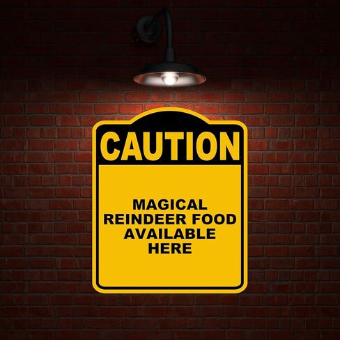 طعام الرنة السحرية المتاحة هنا تحذير أصفر أسود الألومنيوم المركب 8.5 × 10 بوصات in Kuwait