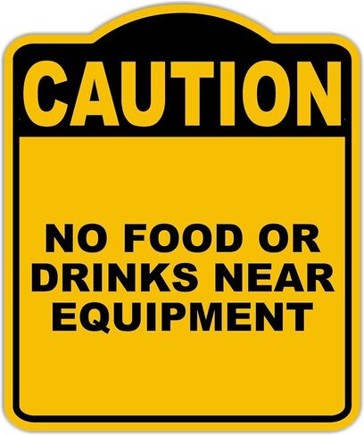 لا طعام أو مشروبات بالقرب من المعدات تحذير أصفر أسود الألومنيوم المركب 8.5 × 10 بوصات in Kuwait