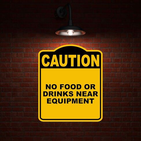 لا طعام أو مشروبات بالقرب من المعدات تحذير أصفر أسود الألومنيوم المركب 8.5 × 10 بوصات in Kuwait