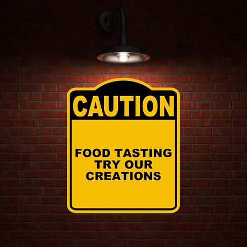 تذوق الطعام جرب إبداعاتنا تحذير أصفر أسود الألومنيوم المركب المركب 15 × 18 بوصة in Kuwait