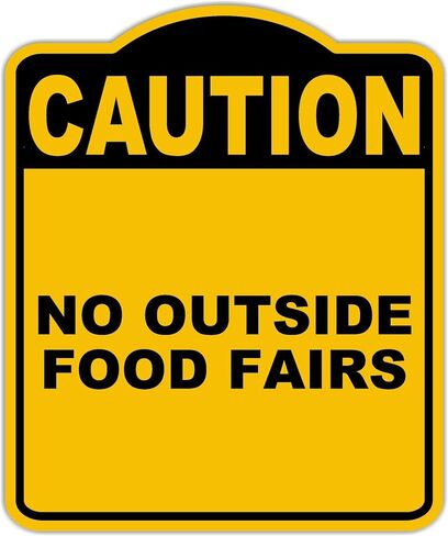 لا توجد معارض طعام خارجية تحذير علامة مركبة من الألومنيوم الأسود الصفراء 15 × 18 بوصة in Kuwait