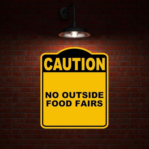 لا توجد معارض طعام خارجية تحذير علامة مركبة من الألومنيوم الأسود الصفراء 15 × 18 بوصة in Kuwait