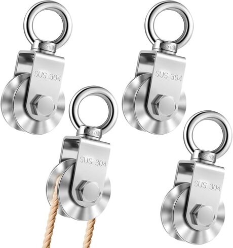 Heavy Duty 304 Stainless Steel 4-Piece Swivel Pulley Set, 360° Rotating Silent Traction Wheels with Duplex Bearings in Saudi Arabia