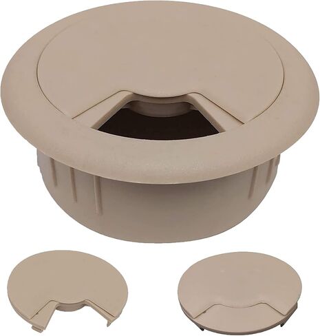 Cordaway Round Desk Desk Grommet مثالي للمكتب المنزلي ، الكمبيوتر ، الألعاب ، المسارح المنزلية ومراكز الترفيه القابلة للتعديل ، قطرها 2-3/8 بوصة ، 1-1/8 "، بيج ، قطعة واحدة in Saudi Arabia
