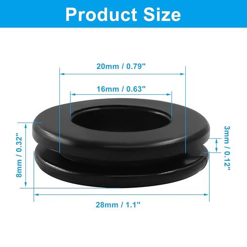 20pcs 3/4inch Rubber Gromsets 5/8 "معرف ، حلقات ثقب مطاطية 20 مم للأسلاك ، المقابس ، الكابلات ، السيارات in Kuwait