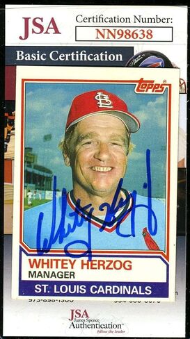 Y Herzog JSA COA Autograph 1983 Topps Topps تم توقيعه - بطاقات موقعة بالبيسبول in Saudi Arabia