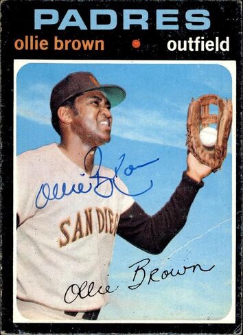 Ollie Brown Signed 1971 Topps #505 Autographed Padres 75049 - Baseball Slabbed Autographed Cards in Saudi Arabia