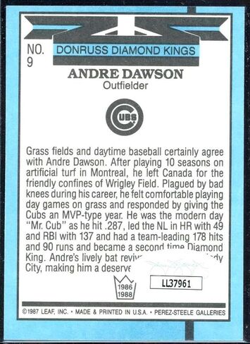 بطاقة Andre Dawson DK 1988 Donruss #9 توقيع COA JSA - بطاقات موقعة للبيسبول in Saudi Arabia