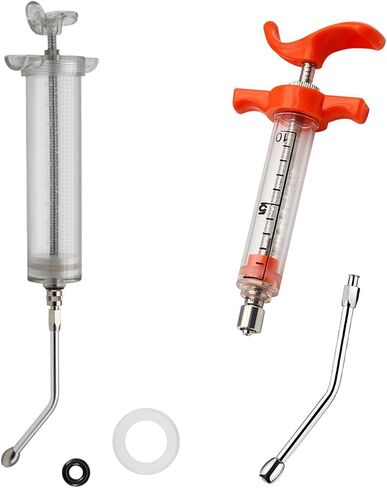 2Pcs Syringe with 2 Drench Nozzle Adjustable Dosage Reusable Drench Gun Syringe for Goat, Horse, Sheep, Dog, Pig, Cat (20ML+50ML) in Kuwait