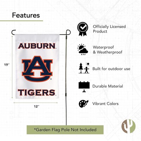 Desert Cactus Auburn University Au Garden Flag - 19 × 12 بوصة Auburn Tigers Banner ، للعرض في الهواء الطلق والأحداث (Design F) in Saudi Arabia