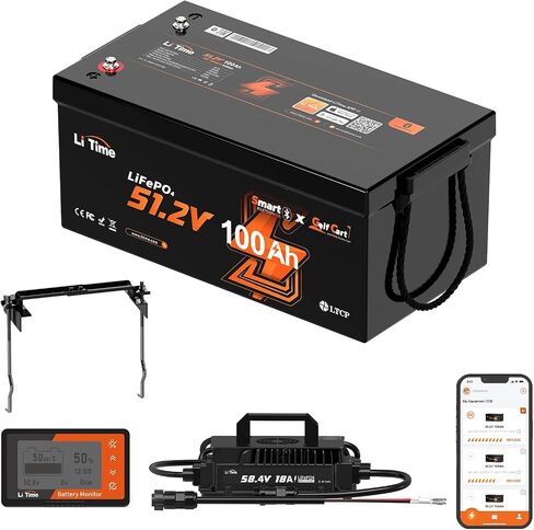 Litime 48V 100ah Lithium Golf Cart Battery مع شاحن ، ومدمج 200A BMS ، وحماية Bluetooth & Low-Temp ، ودعم ما يصل إلى 5 كيلو وات ، وهو مثالي لعربات الجولف in Kuwait