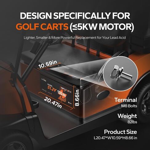 Litime 48V 100ah Lithium Golf Cart Battery مع شاحن ، ومدمج 200A BMS ، وحماية Bluetooth & Low-Temp ، ودعم ما يصل إلى 5 كيلو وات ، وهو مثالي لعربات الجولف in Kuwait