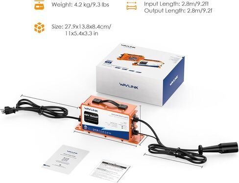 Wavlink Golf Cart Argger ، GS950C-48V 15A MAX ، 810W OUTPUT ، IP67 IP67 ، LIFEPO4/NMC/LEAD-ATAD ACID (قابس ثلاثي المثلثات لـ RXV/TXT) in Saudi Arabia