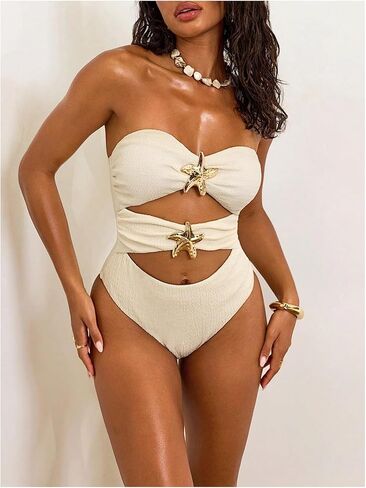 Makemechic Women's One Piece Swimsuit Starfish قطعت ملابس السباحة in Saudi Arabia