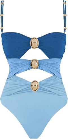 Floerns Women's Colorblock Cut Out Front One Piece Swimsuit Tummy Control Bathing Suit in Saudi Arabia