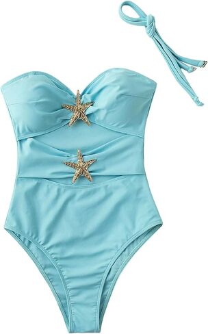 Floerns Women's Colorblock Cut Out Front One Piece Swimsuit Tummy Control Bathing Suit in Saudi Arabia