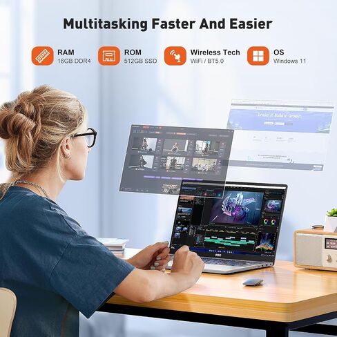 2025 Laptop with AMD Ryzen 7 5700U Processor(8C/16T, Up to 4.3GHz), 16.1 inch FHD Display Laptop 16GB RAM 512GB NVMe SSD Laptop Computer, USB3.2, Type-C, WiFi 6, 53Wh Battery, Backlit KB in Saudi Arabia