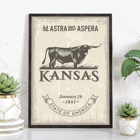Pera Print Kansas State Poster ، 12 × 18 بوصة ، ألوان مائية ، أسود ، طباعة رسائل ، مستطيلة ، العلم ، غير مؤلف ، ساتان/بريق ، الاستخدام الداخلي ، مكتب منزلي in Saudi Arabia