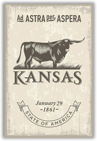 Pera Print Kansas State Poster ، 12 × 18 بوصة ، ألوان مائية ، أسود ، طباعة رسائل ، مستطيلة ، العلم ، غير مؤلف ، ساتان/بريق ، الاستخدام الداخلي ، مكتب منزلي in Saudi Arabia