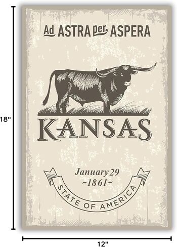 Pera Print Kansas State Poster ، 12 × 18 بوصة ، ألوان مائية ، أسود ، طباعة رسائل ، مستطيلة ، العلم ، غير مؤلف ، ساتان/بريق ، الاستخدام الداخلي ، مكتب منزلي in Saudi Arabia