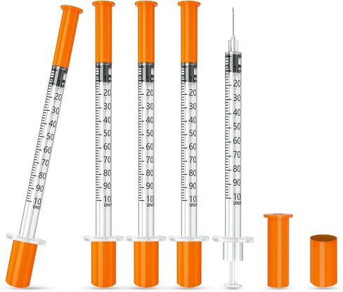 Insulin Syringes with Needle, U-100 31G 1ml/cc 1/4 Inch (6mm) Disposable Syringe, Individual Wrapped, Pack of 25 in Saudi Arabia