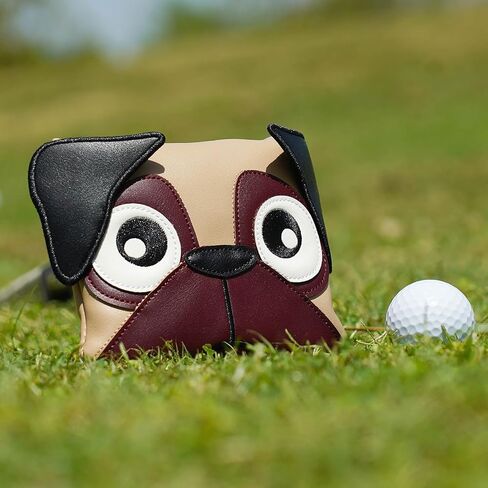 Big Crazy Golf Club Head Covers, Putter Cover with Strong Magnetic Closure, Square Mallet Putter Cover, Waterproof, Funny Design French Bulldog Pug Dog in Saudi Arabia