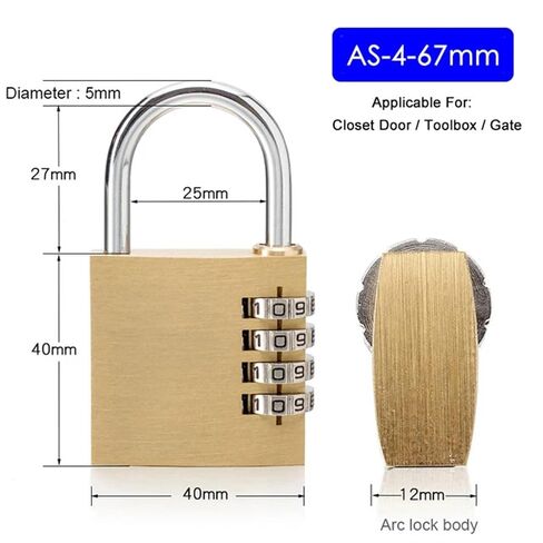 Solid Brass Copper Security Padlock Password Combination Code Lock for Gym Digital Locker Suitcase Drawer Lock Hardware 1Pcs(AS-3-51) in Kuwait