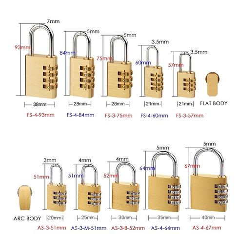 Solid Brass Copper Security Padlock Password Combination Code Lock for Gym Digital Locker Suitcase Drawer Lock Hardware 1Pcs(AS-3-51) in Kuwait