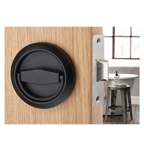Hidden Door Locks Stainless Steel Handle Kitchen Bedroom Invisible Pulls Mechanical Outdoor Lock for Fire Proof Hardware 1Pcs(Black Set) in Kuwait