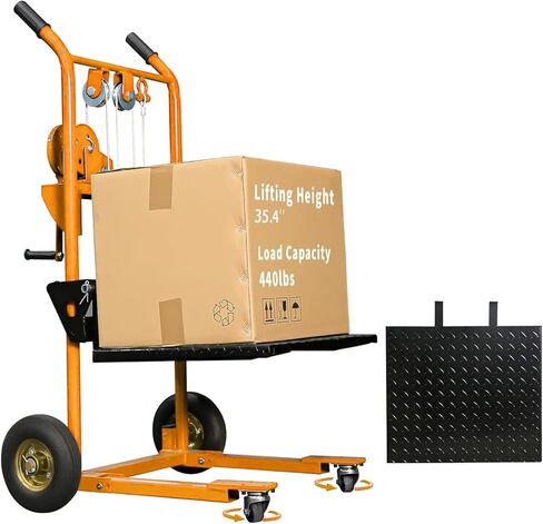 مكدس حاملة الحاملة الهيدروليكية ، مكدس البليت السعة 440 رطلاً ، 35.4 بوصة رفع الشاحنات ، سلة الرفع العجلات المطاطية ، 9.1 " in Kuwait