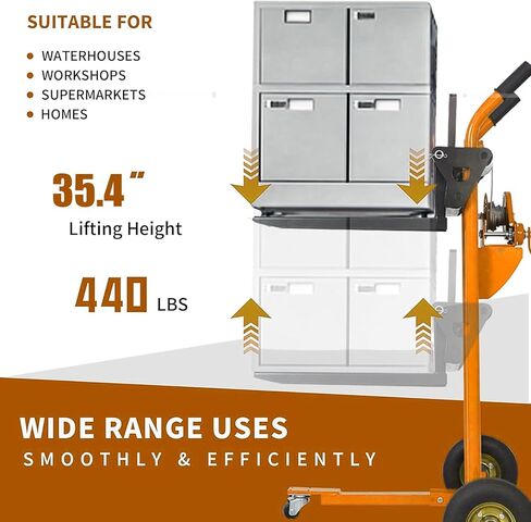 مكدس حاملة الحاملة الهيدروليكية ، مكدس البليت السعة 440 رطلاً ، 35.4 بوصة رفع الشاحنات ، سلة الرفع العجلات المطاطية ، 9.1 " in Kuwait