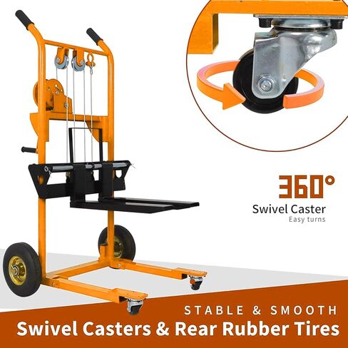 مكدس حاملة الحاملة الهيدروليكية ، مكدس البليت السعة 440 رطلاً ، 35.4 بوصة رفع الشاحنات ، سلة الرفع العجلات المطاطية ، 9.1 " in Kuwait