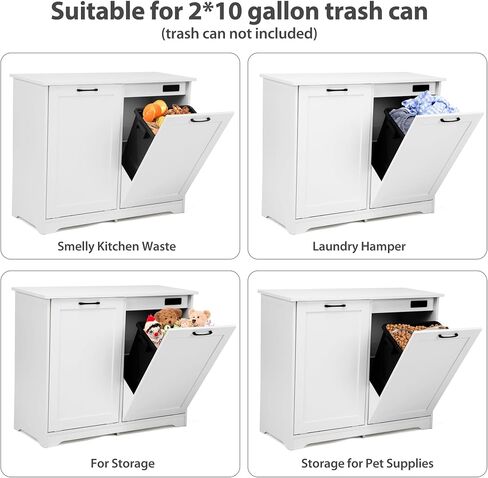 Jaxpety Tilt Out Trash Cabinet Kitchen Trash Can Holder Wood Laundry Graining Trash Cabinet مع باب قابل للتعديل زاوية ، أبيض (باب واحد) in Saudi Arabia