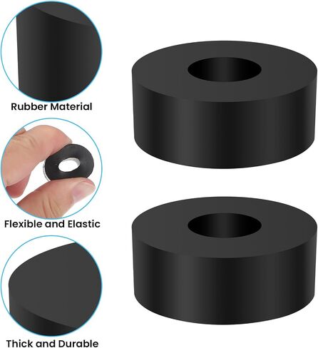 10 Pcs Multi-Purpose Rubber Spacers, 1 Inch OD x 3/8 Inch ID x 3/8 Inch Round Thickness Anti Vibration Bushings Washers for Home Hardware Motor Screws Bolts Car Accessories (Black) in Saudi Arabia