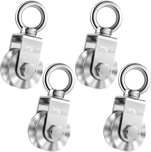 4 U-Type Heavy-Duty Swivel Pulley Set, Stainless Steel with Silent 360° Rotation, 800Lb Capacity, Super-Silent Duplex Bearings for Smooth Operation in Saudi Arabia