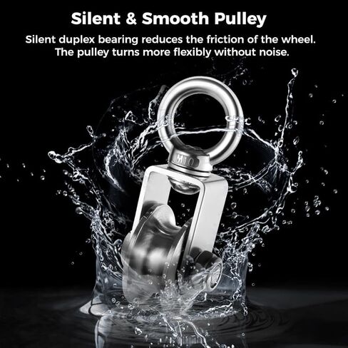 4 U-Type Heavy-Duty Swivel Pulley Set, Stainless Steel with Silent 360° Rotation, 800Lb Capacity, Super-Silent Duplex Bearings for Smooth Operation in Saudi Arabia