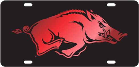 أركنساس Razorbacks أسود حمراء علامات ترخيص عكس in Saudi Arabia