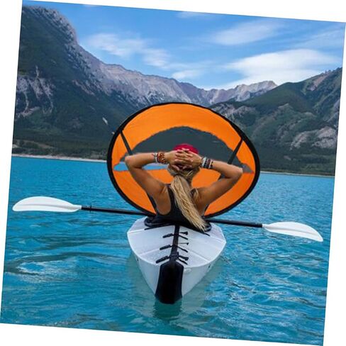 BESPORTBLE 1Pcs Foldable Kayak Sail with Clear Window, Portable PVC Downwind Wind Paddle for Canoe, Kayak, Inflatable Boats, Uv Protection, Easy Setup, 42.51x42.51 Inch (Orange) in Saudi Arabia