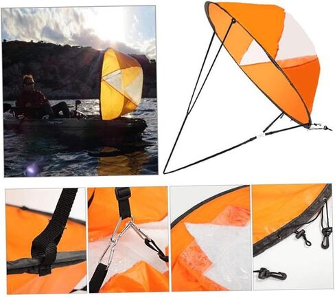 BESPORTBLE 1Pcs Foldable Kayak Sail with Clear Window, Portable PVC Downwind Wind Paddle for Canoe, Kayak, Inflatable Boats, Uv Protection, Easy Setup, 42.51x42.51 Inch (Orange) in Saudi Arabia