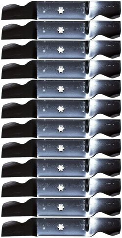 12Pk Blades Gt1054 Gtx1054 Gt1554 w/54" Deck Fits 0677B 2 1/2"-Center to Center 5/16"-Outer Hole .203"-Thickness 3"-Width in Saudi Arabia