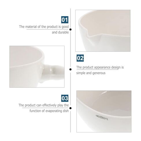 PRETYZOOM Laboratory Evaporating Dish Handle Reusable Porcelain Evaporation Bowl Evaporating Basin for Concentration in Saudi Arabia