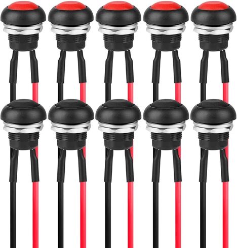 Linkstyle 10Pcs 12mm Momentary Push Button Switch, 1A 250V AC SPST Waterproof Round Switch with Pre-soldered Wire for Automation in Saudi Arabia