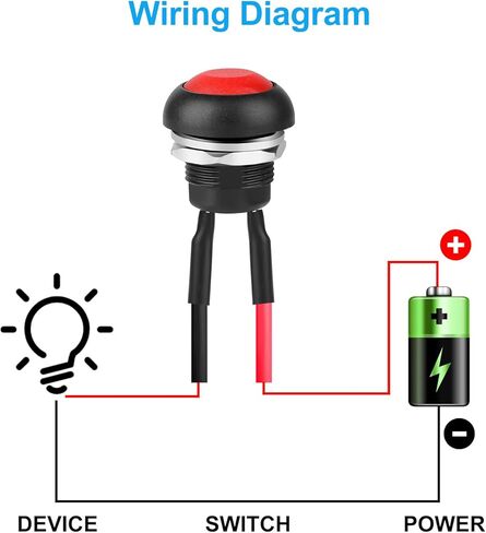 Linkstyle 10Pcs 12mm Momentary Push Button Switch, 1A 250V AC SPST Waterproof Round Switch with Pre-soldered Wire for Automation in Saudi Arabia