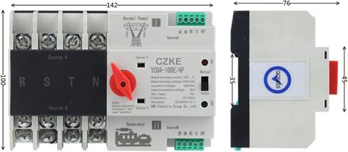 YCQ4-100E/4P 220V AC 8KA DIN RAIL ATS تبديل الطاقة دون انقطاع مزدوج الطاقة التبديل التلقائي 63A 100A (100A) in Saudi Arabia
