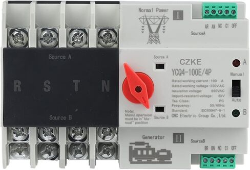 YCQ4-100E/4P 220V AC 8KA DIN RAIL ATS تبديل الطاقة دون انقطاع مزدوج الطاقة التبديل التلقائي 63A 100A (100A) in Saudi Arabia
