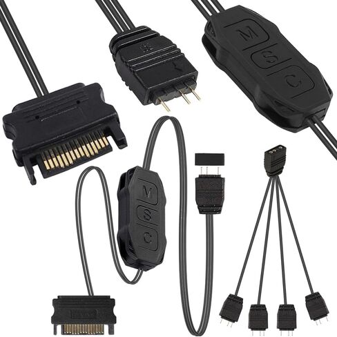 وحدة تحكم 5V 3PIN ARGB ، وحدة تحكم الإضاءة الإضاءة SATA POWER STRIPE مع ARGB 1 أنثى إلى 4 كابل الخائن الذكور للوحات الأم بدون 5V ARGB ، شرائط ضوء ARGB in Saudi Arabia
