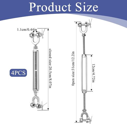 4 حزمة 1/4 "(M6) 304 لوكس الفولاذ المقاوم للصدأ ، وتوتر الأسلاك الثقيلة لكابلات الأسلاك الجهاز الشراع وحبس ، و 1600 رطل حمولة العمل in Saudi Arabia
