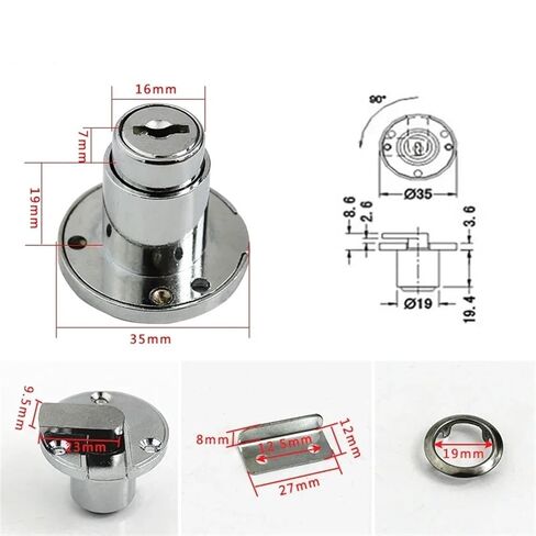 Circular Drawer Lock Wooden Kitchen Cabinet Push Lock Nickel Computer Key Keyed Different DIY Furniture Hardware 1Pcs in Kuwait