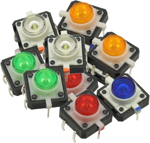 10 PCS 12x12x7.3 Push Bush Bustice Switch لحظة LED 5 Color 12x12x7.3mm 12 * 12 * 7.3mm in Saudi Arabia